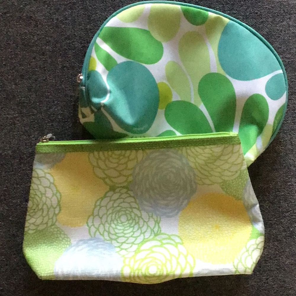 Clinique Cosmetic Bags Set of 2 Green Yellow Blue New without tags